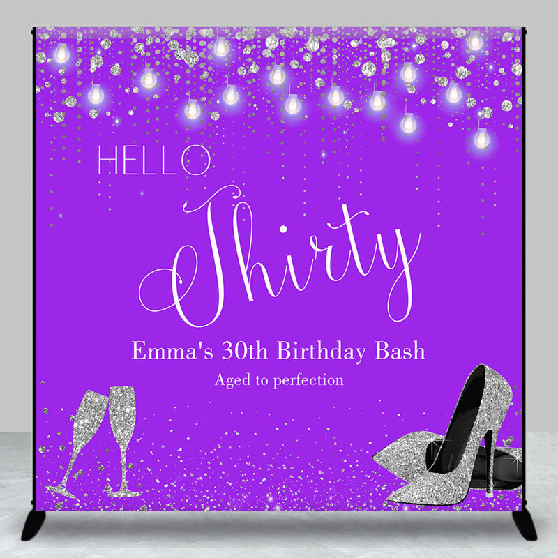 Aperturee - Purple Silver Custom 30th Birthday Bash Backdrop