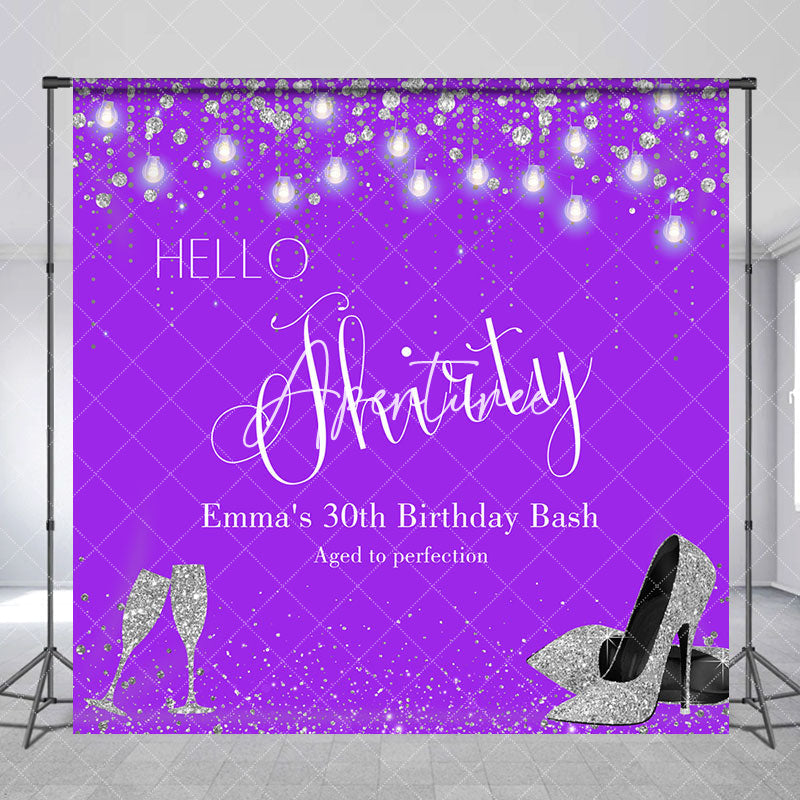 Aperturee - Purple Silver Custom 30th Birthday Bash Backdrop