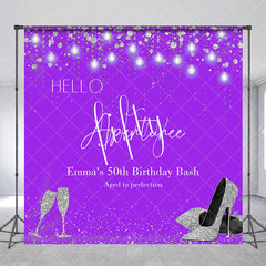 Aperturee - Purple Silver Custom 50th Birthday Bash Backdrop