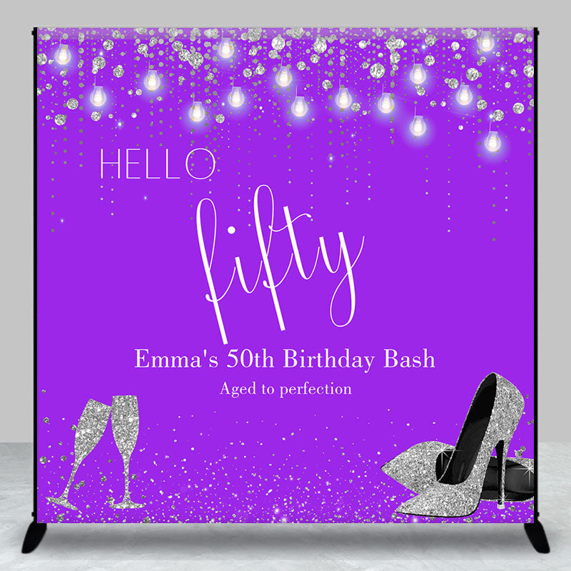 Aperturee - Purple Silver Custom 50th Birthday Bash Backdrop