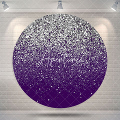 Aperturee Purple Silver Diamond Glitter Round Birthday Backdrop