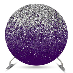 Aperturee Purple Silver Diamond Glitter Round Birthday Backdrop