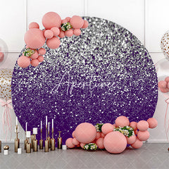 Aperturee Purple Silver Diamond Glitter Round Birthday Backdrop