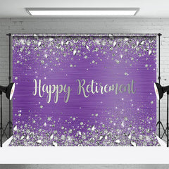 Aperturee - Purple Silver Diamonds Happy Retirement Backdrop