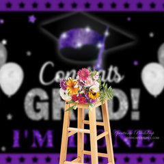 Aperturee - Purple Silver Glitter Balloon Grad Photo Backdrop