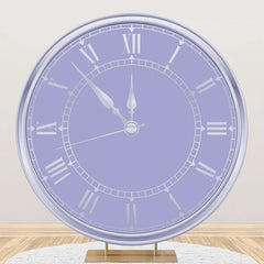 Aperturee - Purple Silver Laeacco Clock Round Birthday Backdrop