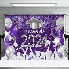 Aperturee - Purple Silver Sparkle Balloon Graduation Backdrop