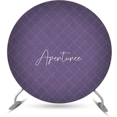 Aperturee - Purple Solid Color Texture Round Birthday Backdrop