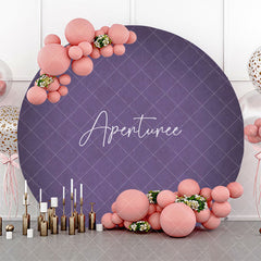 Aperturee - Purple Solid Color Texture Round Birthday Backdrop