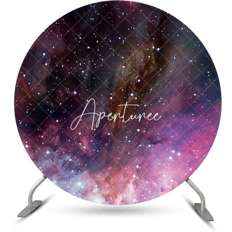 Aperturee - Purple Space Abstract Texture Round Birthday Backdrop