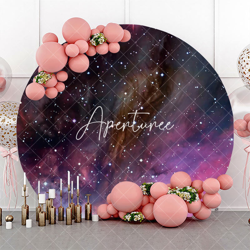 Aperturee - Purple Space Abstract Texture Round Birthday Backdrop