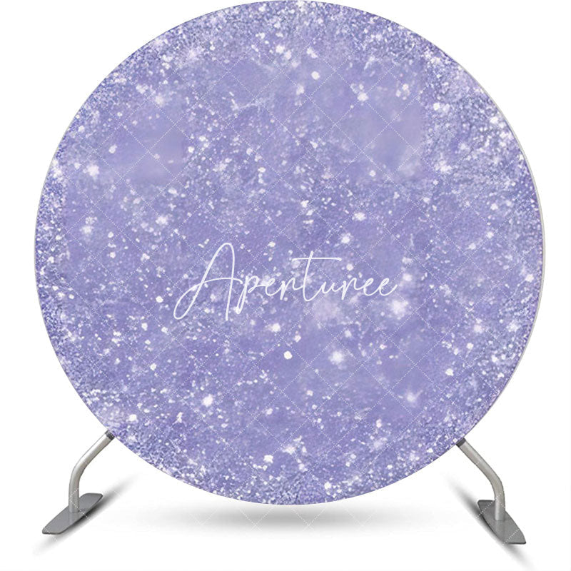 Aperturee - Purple Sparkling Elegant Round Birthday Backdrop