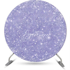 Aperturee - Purple Sparkling Elegant Round Birthday Backdrop