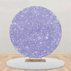 Aperturee - Purple Sparkling Elegant Round Birthday Backdrop