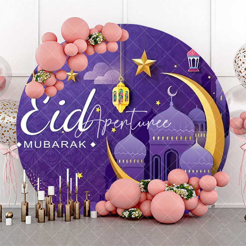 Aperturee - Purple Starry Sky Palace Moon Eid Mubarak Backdrop