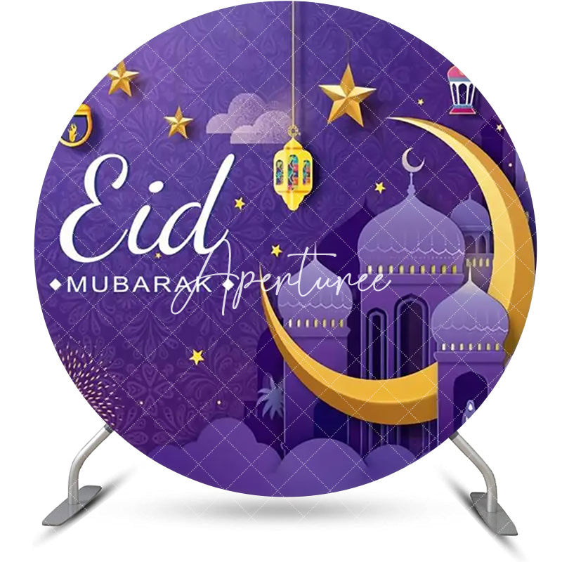 Aperturee - Purple Starry Sky Palace Moon Eid Mubarak Backdrop