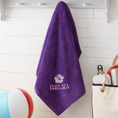 Aperturee - Purple Summer Fun Holiday Embroidered Beach Towel