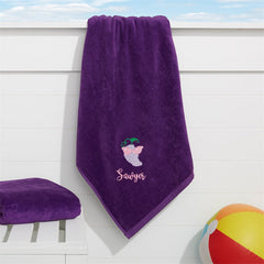 Aperturee - Purple Tasty Fruits Embroidered Holiday Beach Towel