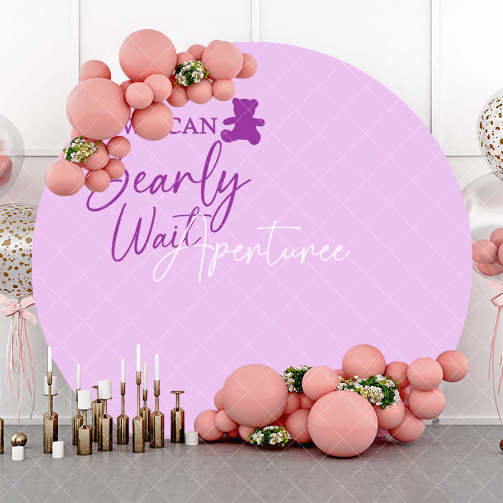 Aperturee - Purple We Can Bearly Wait Round Baby Shower Backdrop