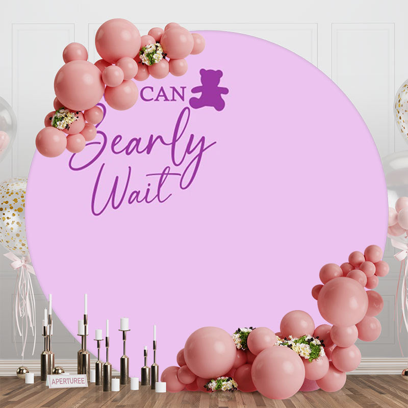 Aperturee - Purple We Can Bearly Wait Round Baby Shower Backdrop