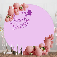 Aperturee - Purple We Can Bearly Wait Round Baby Shower Backdrop