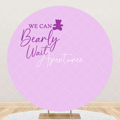 Aperturee - Purple We Can Bearly Wait Round Baby Shower Backdrop