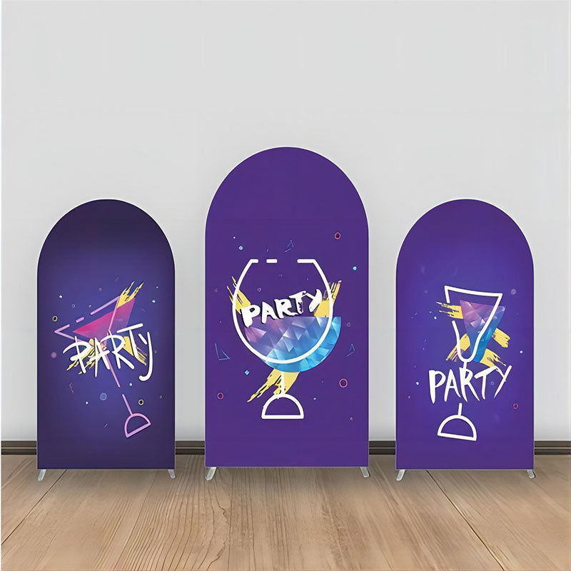 Aperturee - Purple Wine Glass Cheers Party Arch Backdrop Kit