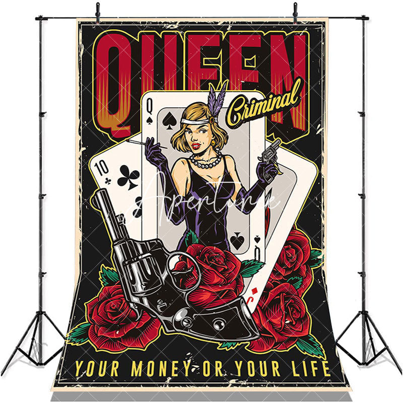 Aperturee - Queen Poker Your Money Or Your Life Casino Backdrop