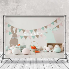 Aperturee - Rabbit Carrot Egg Easter Photo Backdrop For Kids