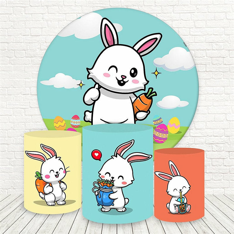 Aperturee Rabbit Carrot Round Easter Backdrop Kit For Party