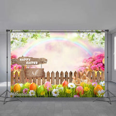 Aperturee - Rabbit Color Egg Rainbow Happy Easter Backdrop