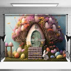 Aperturee - Rabbit Egg Cute House Easter Backdrop For Photograph