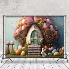 Aperturee - Rabbit Egg Cute House Easter Backdrop For Photograph