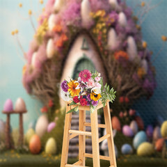 Aperturee - Rabbit Egg Cute House Easter Backdrop For Photograph