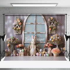 Aperturee - Rabbit Floral Egg Wood Wall Easter Photo Backdrop