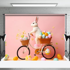 Aperturee - Rabbit Sitting On Bike Easter Egg Photo Backdrop