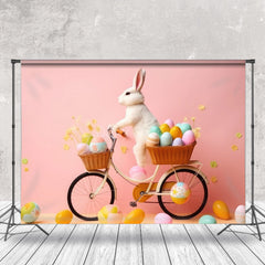 Aperturee - Rabbit Sitting On Bike Easter Egg Photo Backdrop