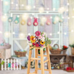 Aperturee - Rabbits And Egg Wooden Easter Backdrop For Photography