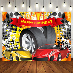 Aperturee - Race Car Hot Wheel Happy Birthday Backdrop For Male