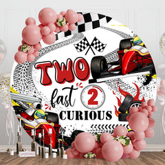 Aperturee - Race Track Plaid Flag Round 2nd Birthday Backdrop