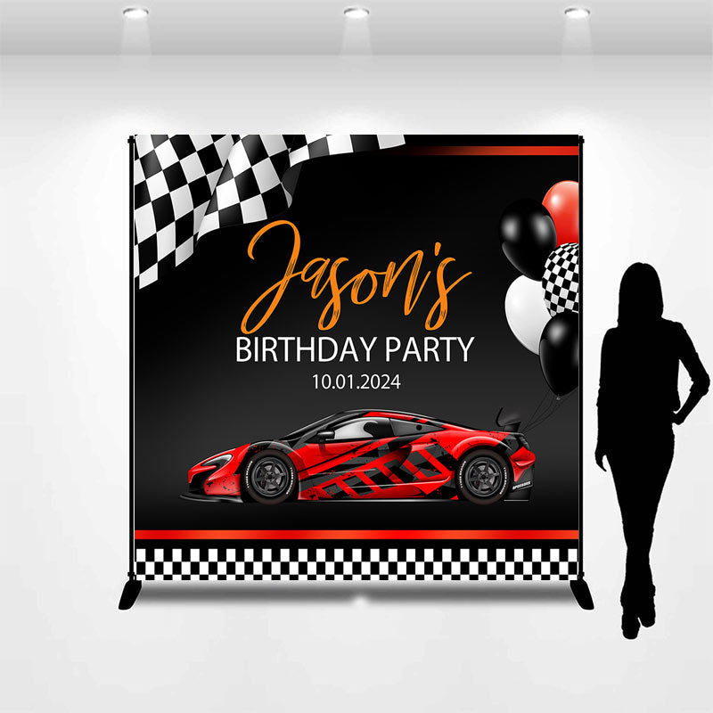 Aperturee - Racing Car Custom Birthday Party Backdrop For Boy