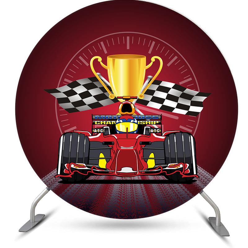 Aperturee - Racing Car Theme Red Circle Backdrop Kit For Birthday