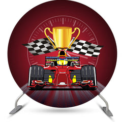 Aperturee - Racing Car Theme Red Circle Backdrop Kit For Birthday