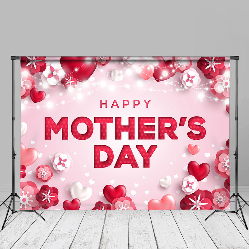 Aperturee - Rad Heart And Floral Light Mothers Day Backdrop Idea