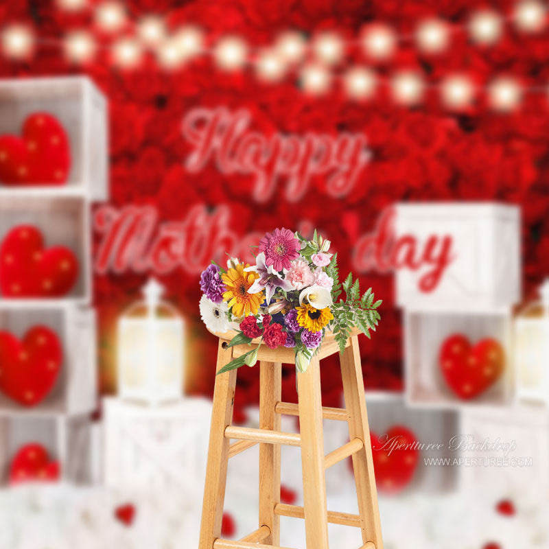 Aperturee - Rad Roses Heart Box Light Mothers Day Party Backdrop