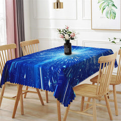 Aperturee - Radiating Light Spots Blue Rectangle Tablecloth