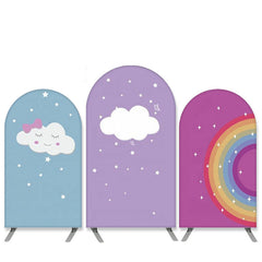 Aperturee Rainbow And Cloud Theme Purple Blue Arch Backdrop Kit