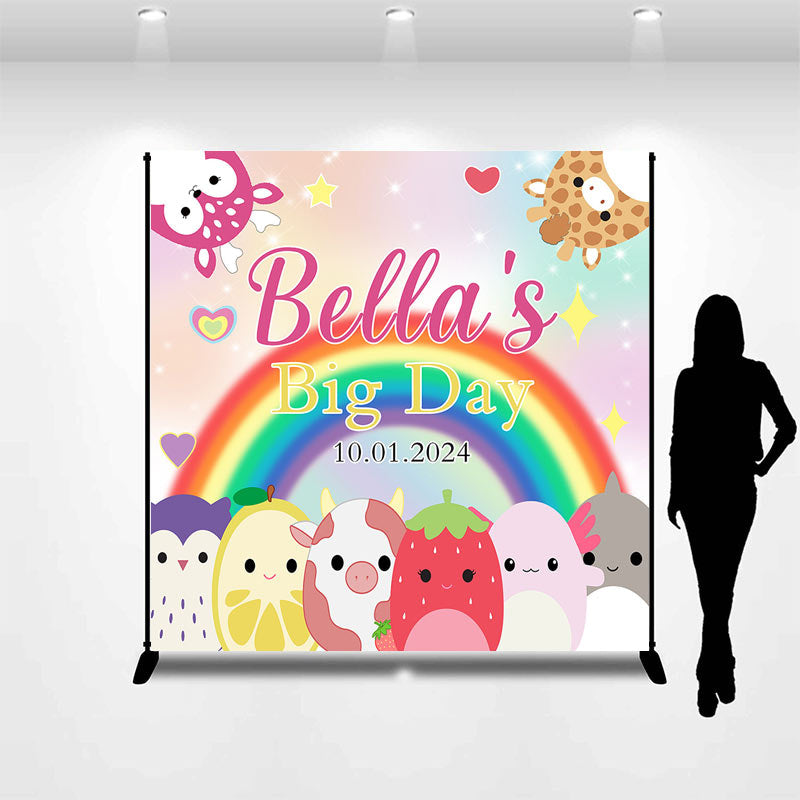 Aperturee - Rainbow Animal Fruit Heart Custom Birthday Backdrop