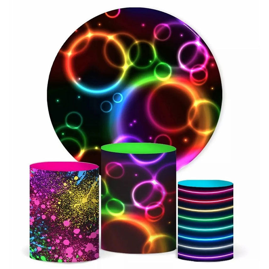 Aperturee Rainbow Aperture Graffiti Party Round Backdrop Kit