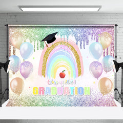 Aperturee - Rainbow Balloon Class Of 2024 Grad Picture Backdrop